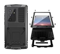 Simicoo Compatible with Samsung Galaxy S25 Metal Bumper Case with Stand Screen Protector Camera Cover Hybrid Durable Metallic Military Dust Proof Heavy Duty Rugged Armor Full Body Man (Black)
