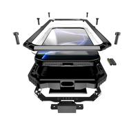 Simicoo Military Metal Heavy Duty Case Compatible with iPhone 17 Pro Max, Drop Protection Rugged Defender Metal Bumper Screw Case with Stand Gorilla Glass Camera Cover Full Body Dustproof Black