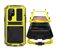 Simicoo Samsung S22 Ultra Metal Case with Screen Protector Camera Protector Military Rugged Heavy Duty Shockproof Case with Stand Full Cover Tough case for Samsung S22 Ultra (S22 Ultra, Ye'l'low)