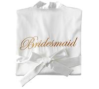 SimidunEUR Bride & Bridesmaid Robes, Women's Kimono Satin Bridal Morning Robes with Embroidery, White, XL