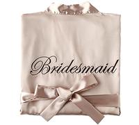 SimidunEUR Bride Robes/Bridesmaid Robes, Women's Kimono Robe Satin Bridesmaid Party Robes, Bridal Morning Robes with Embroidery Writing,Bridesmaid Champagne,S
