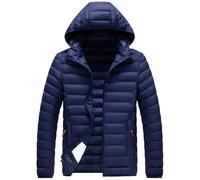 SimidunEUR Lightweight Puffer Jacket Men's Packable Insulated Winter Jacket with Hood Windproof Mens Quilted Coat for Hiking, Travelling,Blue 1,7XL