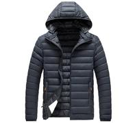 SimidunEUR Lightweight Puffer Jacket Men's Packable Insulated Winter Jacket with Hood Windproof Mens Quilted Coat for Hiking, Travelling,Grey 2,7XL