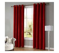 SimidunEUR Thermal Insulated 70% Blackout Suede Nap Curtains Energy Saving Super Soft Eyelet Curtains,Red,140 * 260 CM
