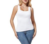 SimidunEUR Women's Compression Cami Tank Top - Tummy Control Shapewear Vest with Wide Straps & Waist Training,White,M