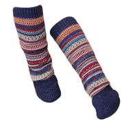 SimidunEUR Women's Leg Warmer Striped Ethnic Knitting Footless Knee High Boot Socks Christmas Socks Boot Cuff Cover Socks,Navy