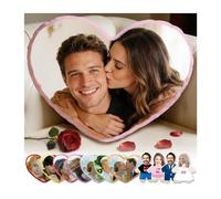 SIMI ustom Heart Pillow with Photo & Text Personalised Picture Cushion Gift for Couple, Valentine's Day, Anniversary, Him & Her