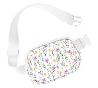 Simikol Belt Bag Waist Fanny Pack Crossbody Bags Cute Small Travel Essential Birthday Christmas Gift for Women Trendy Teen Girl Kids Daughter Sister Her Preppy Girly Stuff, White Daisy, 7.87 x 2 x 5.8