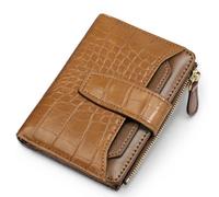 Simikol Croc Wallets Women Luxury Faux Leather Alligator Credit Card Holder Leopard, Warm Brown, Classic