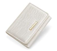 Simikol Crocodile Wallets Women Luxury Faux Leather Alligator Wallet Women Leopard RFID Small Trifold Credit Card Holder Mini Purse, beige, 4.2 x 3.2 x 0.7 inches, Compact