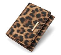 Simikol Crocodile Wallets Women Luxury Faux Leather Alligator Wallet Women Leopard RFID Small Trifold Credit Card Holder Mini Purse, leopard, 4.2 x 3.2 x 0.7 inches