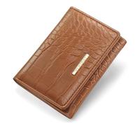 Simikol Crocodile Wallets Women Luxury Faux Leather Alligator Wallet Women Leopard RFID Small Trifold Credit Card Holder Mini Purse, brown