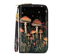 Simikol Family Passport Holder Wallet RFID Blocking Document Organizer PU Leather Mulit-purpose Travel Wallet Credit Cards Case for Women Men, Mushroom, 9 x 5.5 x 1.1 inches