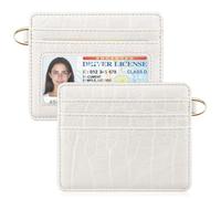 Simikol Slim Credit Card Holder Crocodile Wallet Women Thin Alligator Wallets RFID Blocking Minimalist Lightweight Small Cute Cards Holders with ID Window, Beige
