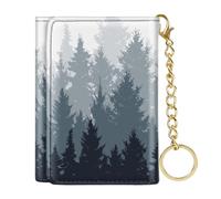 Simikol Trifold Womens Wallet Small Slim RFID Blocking Card Wallet Cute Credit Card Holder Leather Mini Purse with Long Cash Pocket and Keychain, Forest, Casual
