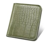 Simikol Wallet Women Small Bifold Credit Card Holder Rfid Blocking Luxury Crocodile Faux Leather Wallets Ladies Mini Purse with Zipper Coin Pocket, Olive