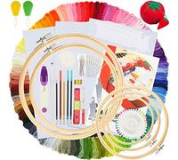 Similane Embroidery Kit 215 Pcs,100 Colors Threads,5 Pcs Embroidery Hoops,3 Pcs Aida Cloth,40 Sewing Pins,Cross Stitch Tools and Embroidery Starter Kit for Adults and Kids Beginners