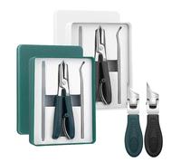 Similarlyl Eagle Beak Angled Nail Clippers 3-Piece Set, Similarlyl Nail Clippers, Green Long Handle Eagle Beak Beveled Nails Clippers, for Thick Nails, Seniors and Ingrown Car (2 Colors)