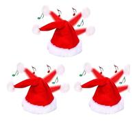 Similarlyl Electric Christmas Hat, Singing and Dancing Santa Hat, Singing and Dancing Electric Christmas Santa Hats, for Christmas New Year Party Supplies Xmas (3pcs)