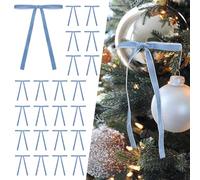 SIMISI RIBBON 24 Pcs Light Blue Velvet Christmas Tree Bows Door Garland Decor Vintage Wreath Bow (3/8'' Width, 5 * 7 inch)