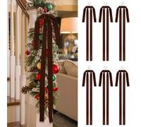 SIMISI RIBBON Brown Long Velvet Bows Ornaments for Christmas Tree, Wreath, Garland, Swag, Staircase, Fireplace, Door (15 * 24 inch, 6 Pieces)