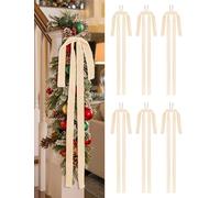 SIMISI RIBBON Champagne Long Velvet Bows Ornaments for Christmas Tree, Wreath, Garland, Swag, Staircase, Fireplace, Door (15 * 24 inch, 6 Pieces)