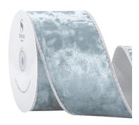 SIMISI RIBBON Dusty Blue Crushed Velvet Ribbon Wired for Christmas Tree Decorations, Outdoor Ornaments, Garland and Wreath Decor (2.5 Inch, 10 Yards)