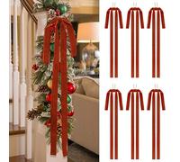 SIMISI RIBBON Orange Long Velvet Bows Ornaments for Christmas Tree, Wreath, Garland, Swag, Staircase, Fireplace, Door (15 * 24 inch, 6 Pieces)