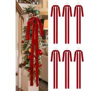 SIMISI RIBBON Red Long Velvet Bows Ornaments for Christmas Tree, Wreath, Garland, Swag, Staircase, Fireplace, Door (15 * 24 inch, 6 Pieces)