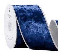 SIMISI RIBBON Royal Blue Crushed Velvet Ribbon Wired for Christmas Tree Decorations, Outdoor Ornaments, Garland and Wreath Decor (2.5 Inch, 10 Yards)