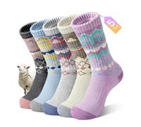 SIMIYA 5 Pairs Warm Socks Women Merino Wool Sock Breathable Winter Ladies Boot Socks for Walking Hiking Skiing 3-7
