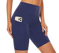 SIMIYA Cycling Shorts Women High Waist Tummy Control Short Leggings with Pockets Soft Comfort Pants Stretch Tights for Running Gym Yoga(Navy Blue,XL)