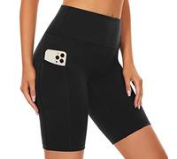 SIMIYA Cycling Shorts Women High Waist Tummy Control Short Leggings with Pockets Soft Comfort Pants Stretch Tights for Running Gym Yoga(Black,XXL)