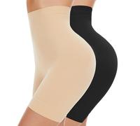 SIMIYA High Waisted Tummy Control Body Shaper, Comfy Tummy Control Knickers, Shaperwear for Women Control Underwear, Seamless Shaping Boyshorts Panties, Black Beige 2XL