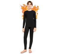 SIMIYA Kids Thermal Base Layer Set - Boys Youth Athletic Base Layer Set Compression Underwear Long Johns Bottom and Long Sleeve Top for Gym Sport Football Ski Black