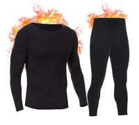 SIMIYA Mens Thermal Underwear Set, Thermal Base Layer Long Sleeves Long Johns Set, Fleece Lined Warm Tops Bottoms for Cold Winter Black