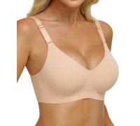 SIMIYA Seamless Bras for Women No Underwire, Comfy Push up Wireless Bra Cooling Ice Silk T-Shirt Bralettes with Convertible Straps and U-Back Smoothing for Racerback or Daily Wear,Nude,S