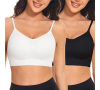 SIMIYA Sports Bra for Women Super Comfort Bras Adjustable Strap Bralette Removable Pads Sleep Bras for Girls in Yoga Leisure Stretch Crop Tops Vest(XXL, Black+White)