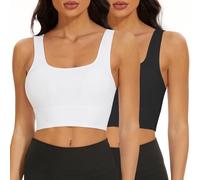 SIMIYA Sports Bra Women Seamless Crop Bra Top Comfort Bra with Removable Pads - Perfect for Everyday Wear (Black and Whiter, S)