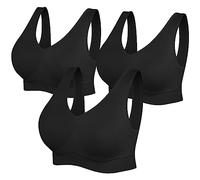 SIMIYA Super Comfort Bra, Womens Sports Bras Removable Pads Plus Size Sleep Bras for Girls in Yoga Bralette Leisure Stretch Crop Tops Vest (3XL, 3 Pack Black)