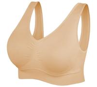 SIMIYA Super Comfort Bra, Womens Sports Bras Removable Pads Plus Size Sleep Bras for Girls in Yoga Bralette Leisure Stretch Crop Tops Vest (S, 1 Pack Beige)