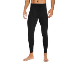 SIMIYA Thermal Underwear Mens Long Johns Bottoms Fleece Lined Base Layer Stretch Thermals Leggings-1pc Black-XXL