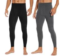 SIMIYA Thermal Underwear Mens Long Johns Bottoms Fleece Lined Base Layer Stretch Thermals Leggings(Black+Dark Grey,4XL)