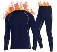 SIMIYA Thermal Underwear Mens, Quick Dry Base Layer for Men, Compression Mens Thermals Top and Bottoms, Winter Long Sleeve Long Johns for Workout Skiing Running Hiking Blue