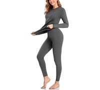 SIMIYA Women Thermal Underwear Set Base Layer Long Sleeve Top Ultra Soft Long Johns Fleece Lined Thermals Leggings for Winter Workout(1pc Grey,S)