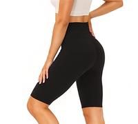 SIMIYA Yoga Shorts Womens Leggings High Waist Super Soft Comfort Slim Pants Power Stretch Tights Running Shorts(L) Black