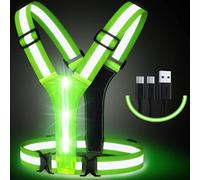 Simket LED Reflective Running Vest, Water Resistant Safety Gear with USB Rechargeable 10-12H Runtime Lights, Adjustable High Visibility Vest for Night Running, Cycling, Dog Walking, Men Women Kids