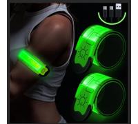 Simket Rechargeable LED Armbands for Running(2Pack),Reflective Running Bands, High Visibility Light Up Armbands for Runners, Bikers, Walkers, Pet Owners