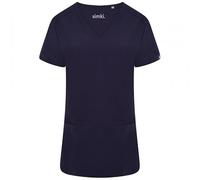 simki. Ari Two Pocket Ladies Scrub Top, V-Neck for Professional Look, Four-Way Stretch for Ease of Movement, Moisture Wicking, Anti-Wrinkle, Advanced Performance Fabric, Colour Navy Size L