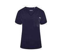 simki. Nova One Pocket Ladies Scrub Top, V-Neck for Professional Look, Four-Way Stretch for Easy Movement, Moisture Wicking, Anti-Wrinkle, Advanced Performance Fabric, Colour Navy Size S